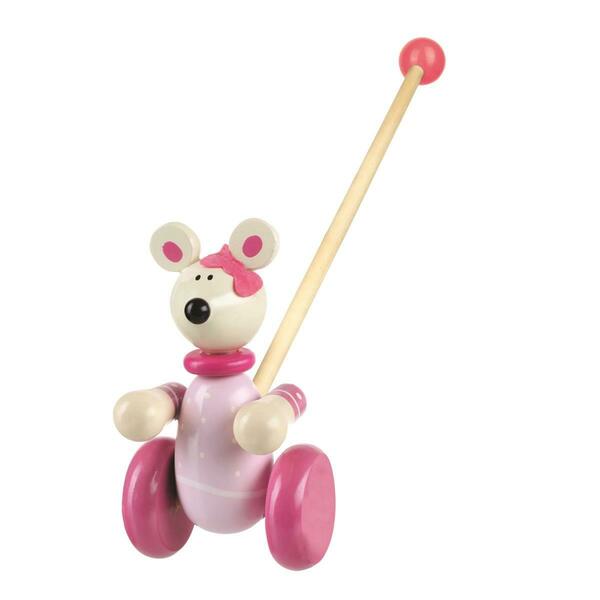 H2H Pink Mouse Push Along Wooden Toy H23489048